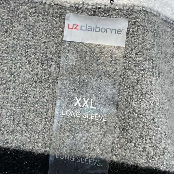 LIZ CLAIBORNE Womens Sweater XXL Crew Neck Long Sleeve Striped Pullover Gray NEW - Picture 7 of 16